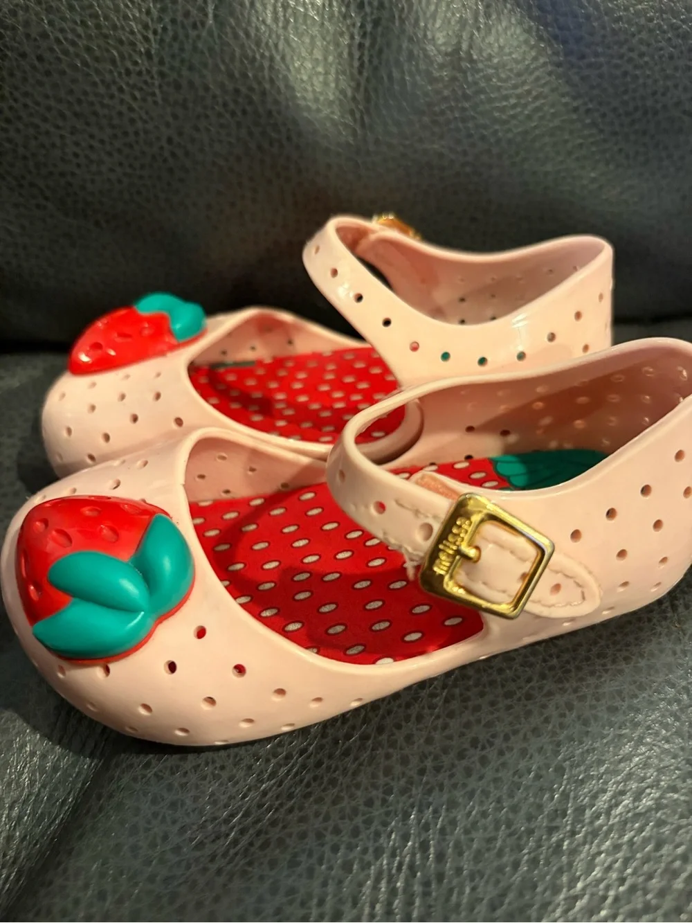 Mini Melissa Pink Strawberry Jelly Mary Jane Shoes